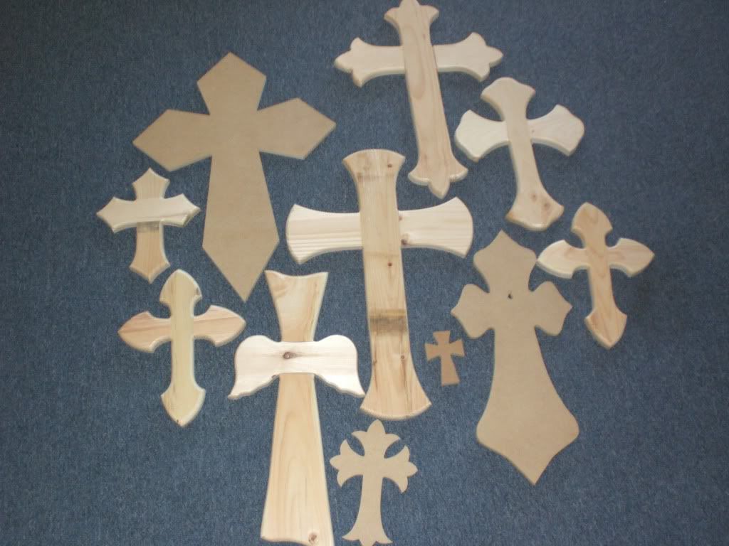 unfinished wood crosses